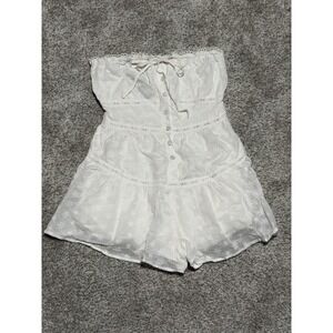NWT White Strapless Tube Top Lulus Romper Floral Country Classy Size XS